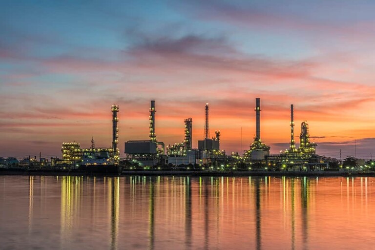 oil refinery beautiful sunset